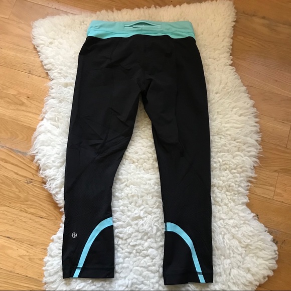 lululemon athletica Pants - LULULEMON black/blue crop leggings